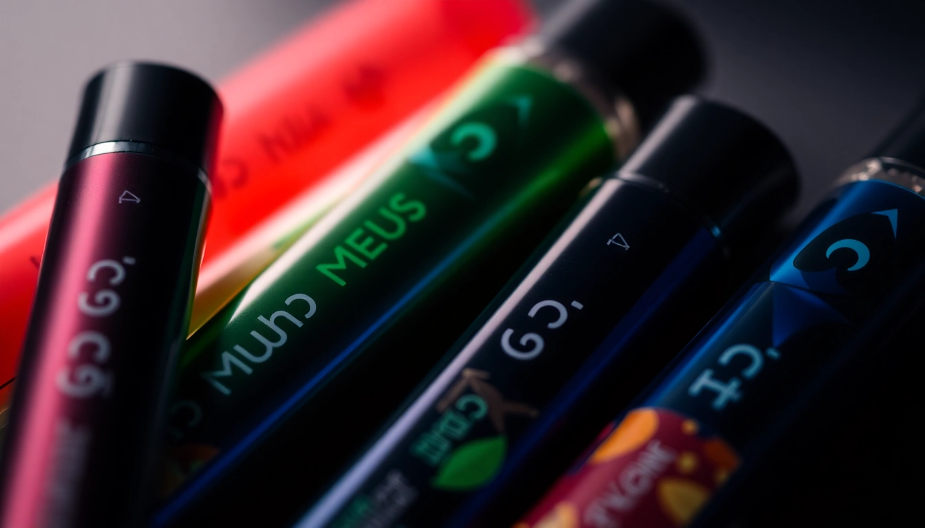 Authentic muha meds disposables showcasing vibrant flavor labels for premium vaping sessions.