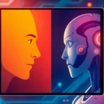 Person guessing whether a human or not AI, with clear focus on evaluating responses during a conversation, highlighting the core challenge of the human or not game.