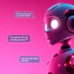A vibrant digital interface of an AI chatbot engaging in flirty conversation.