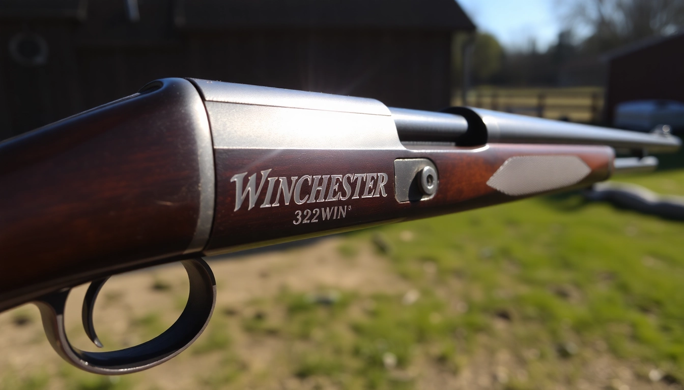 Detailed shot of a 32WIN cartridge in use, showcasing classic firearm design and emphasizing precision in hunting conditions for enthusiasts.