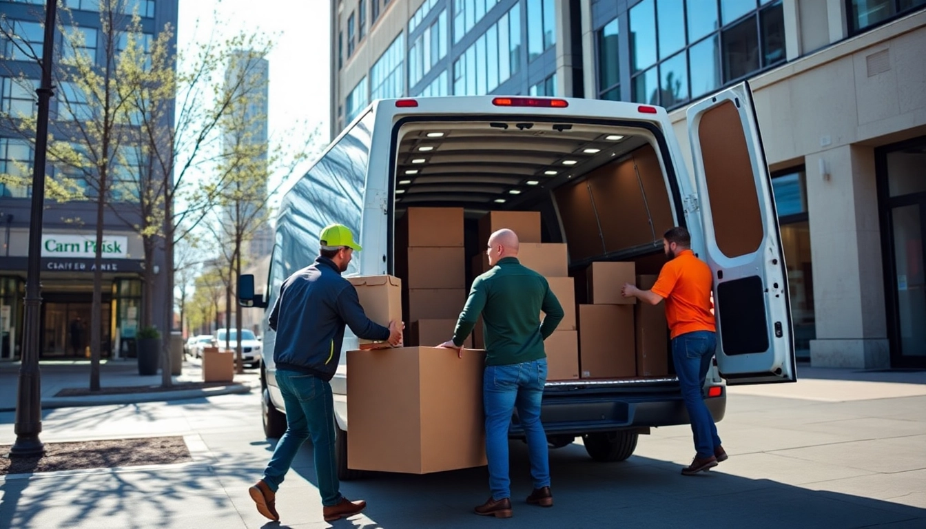 Apex Calgary Business Movers safely loading office furniture for commercial relocation with expert care.