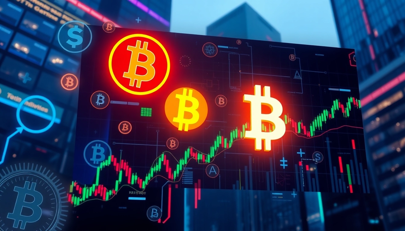 Crypto news website illustrating digital assets, market analysis, and blockchain icons for