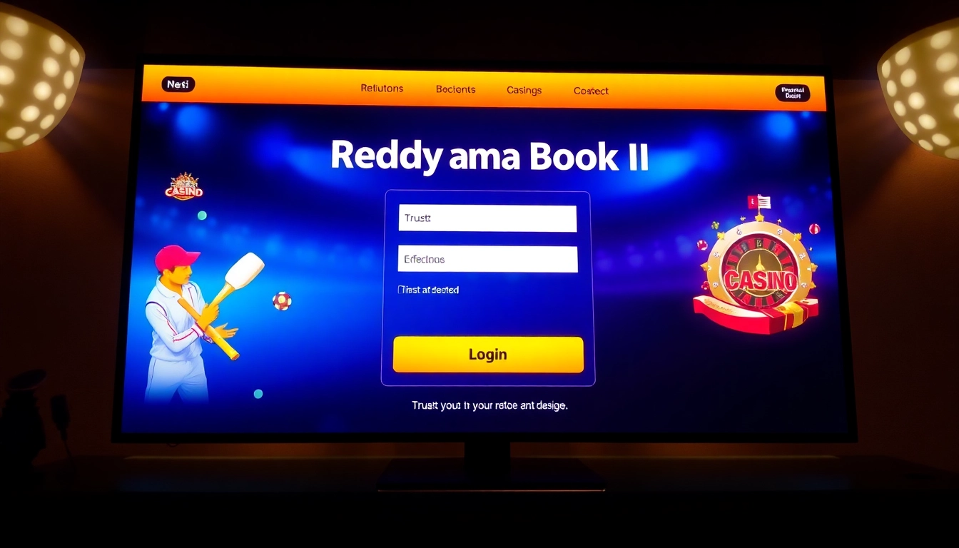 Reddy Anna Book ID registration page with sportsbook and casino elements, emphasizing quick login and security features for Indian bettors, high-quality interface for seamless betting experience.