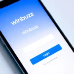 Secure Winbuzz login page with a user entering credentials on a modern device, highlighting