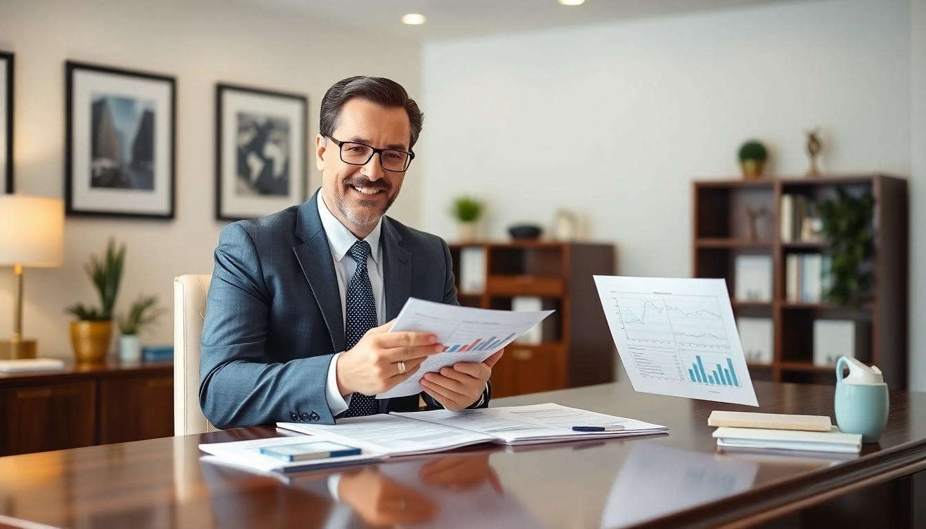 Financial Management Guide Expert advisor analyzing financial charts and documents for