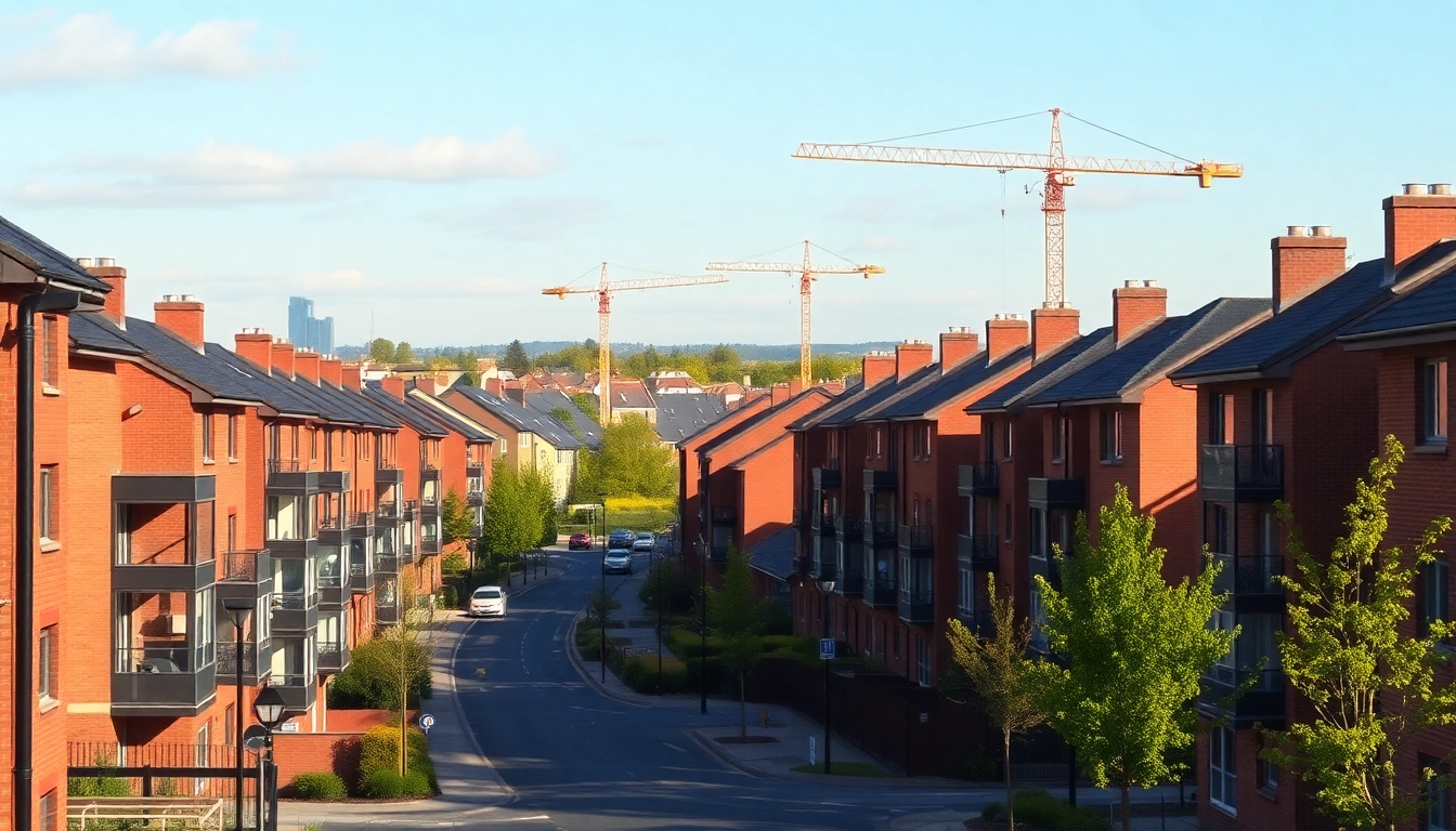 Latest UK Property News updates showing new housing developments in vibrant cityscape for