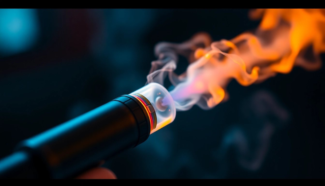 E-cigarette device emitting vapor, highlighting modern design and vaping experience for users