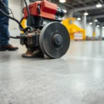 Professional team performing concrete grinding Birmingham on a large industrial floor for a