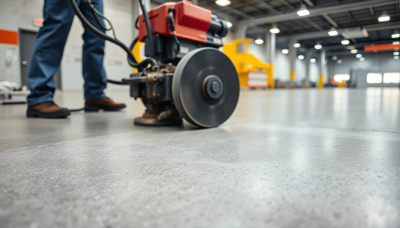 Professional team performing concrete grinding Birmingham on a large industrial floor for a