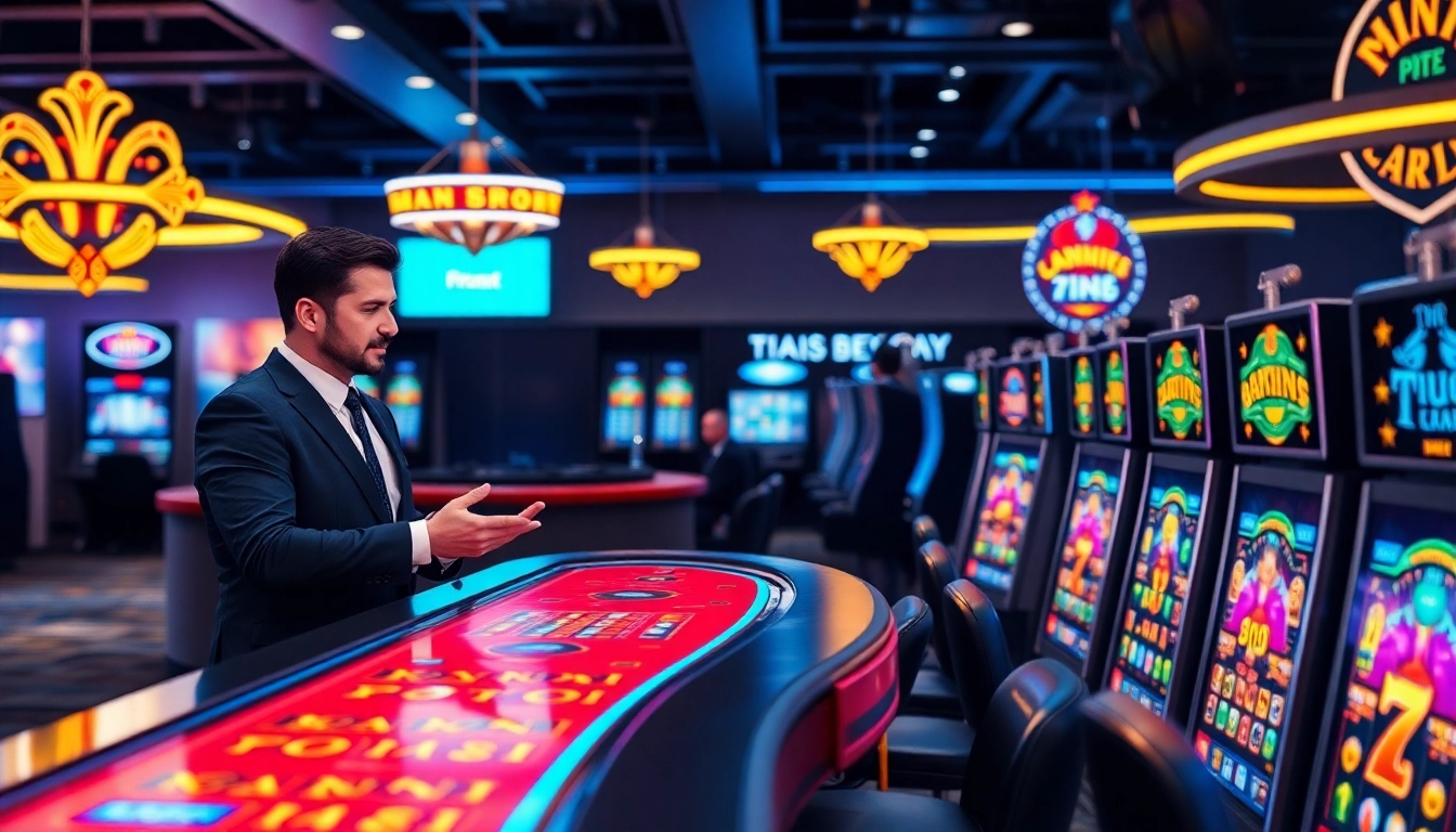 Professional casino scene illustrating reliable casino siteleri with live dealers and modern