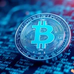 Aicoin digital currency with blockchain data visualization and modern tech background for