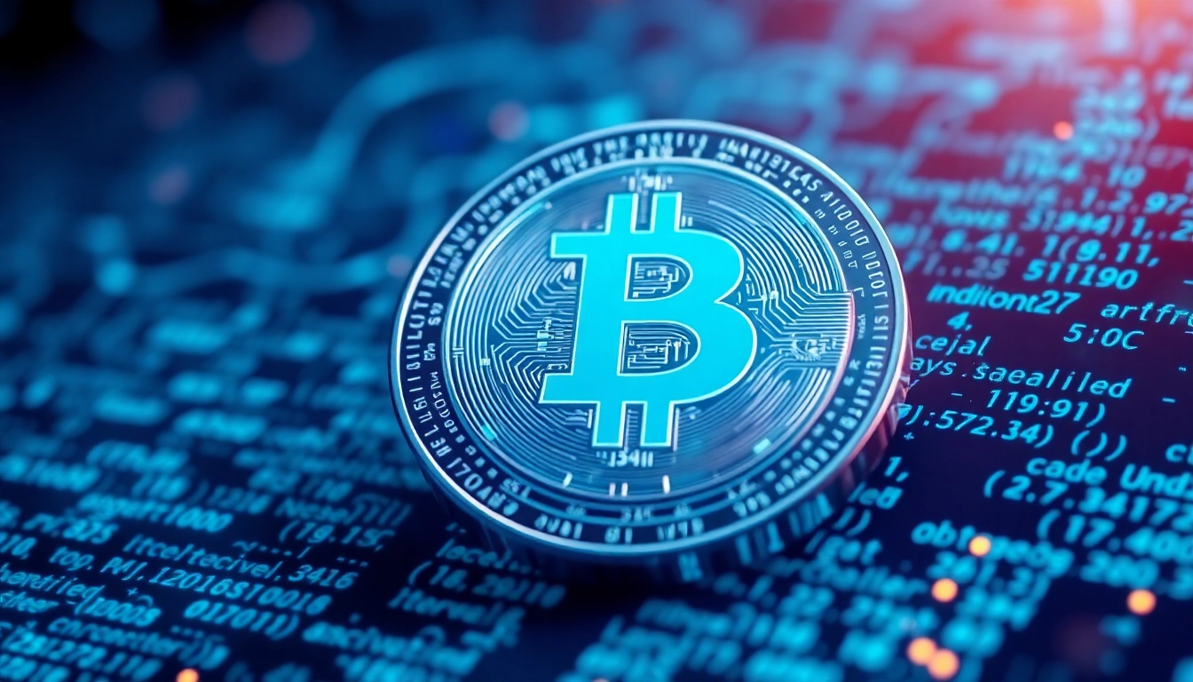 Aicoin digital currency with blockchain data visualization and modern tech background for