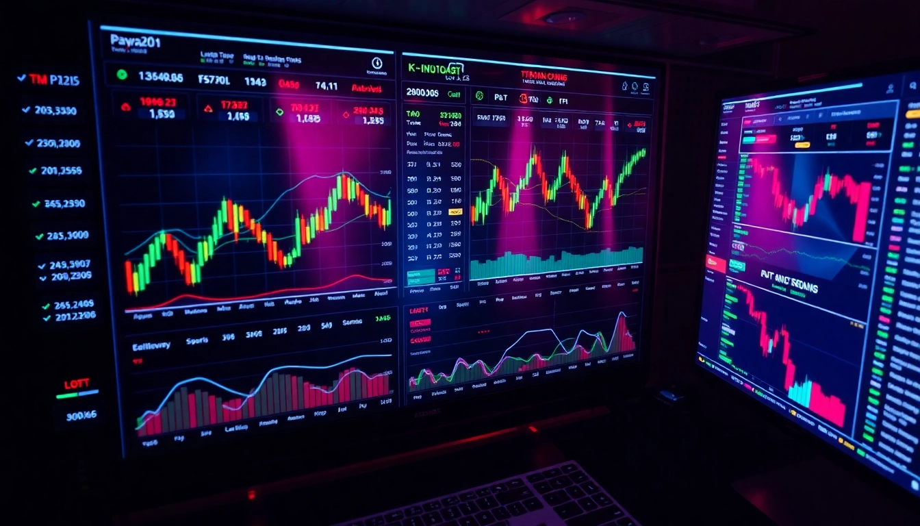 Trading view interface showing live market charts, analysis tools, and real-time data for